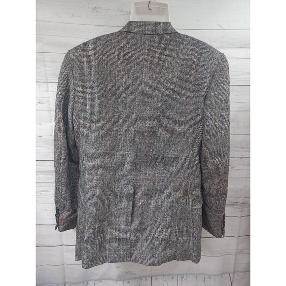 Vtg Evan Picone Mens Blazer Jacket Sz 40 Silk Tweed 2 Button Black White Red - Picture 5 of 11